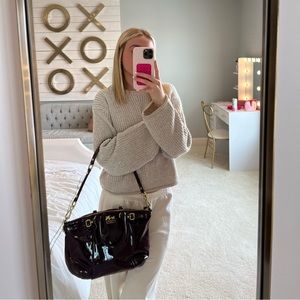 Maroon Patent Leather Coach Handbag